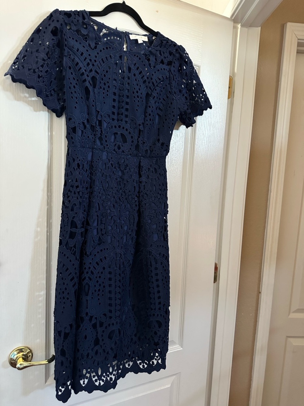 Navy Lace Midi Dress - Women